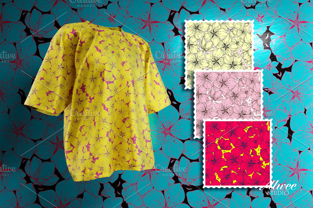 Hand-Drawn Sakura Blossom Pattern, a Pattern Graphic by Alwee Studio (Photo 5 of 10)