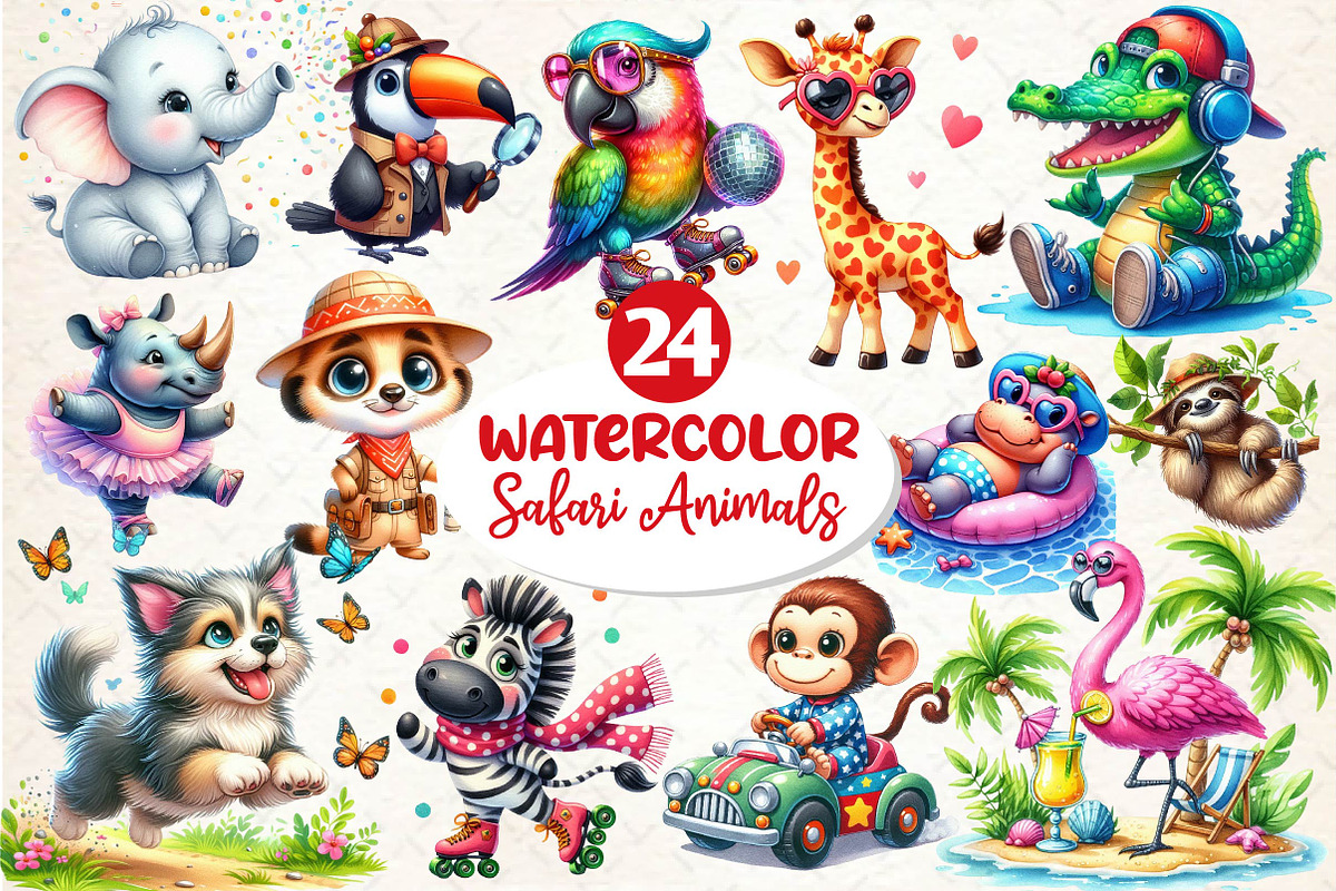 Quirky Safari Animals Clipart, an Illustration by Dream Creation (Photo 1 of 5)