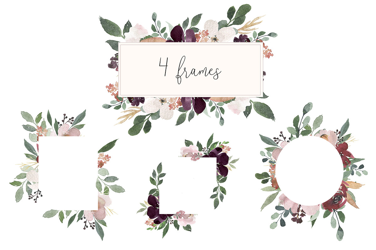 Grace - Blush & Plum Florals, an Illustration by MariePierLaf (Photo 5 of 7)