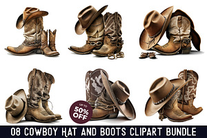 Cowboy Hat And Boots Clipart Bundle