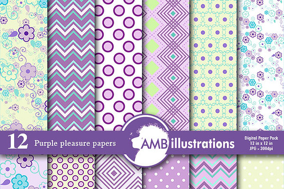 Purple Pattern Digital Paper AMB-802 preview 2