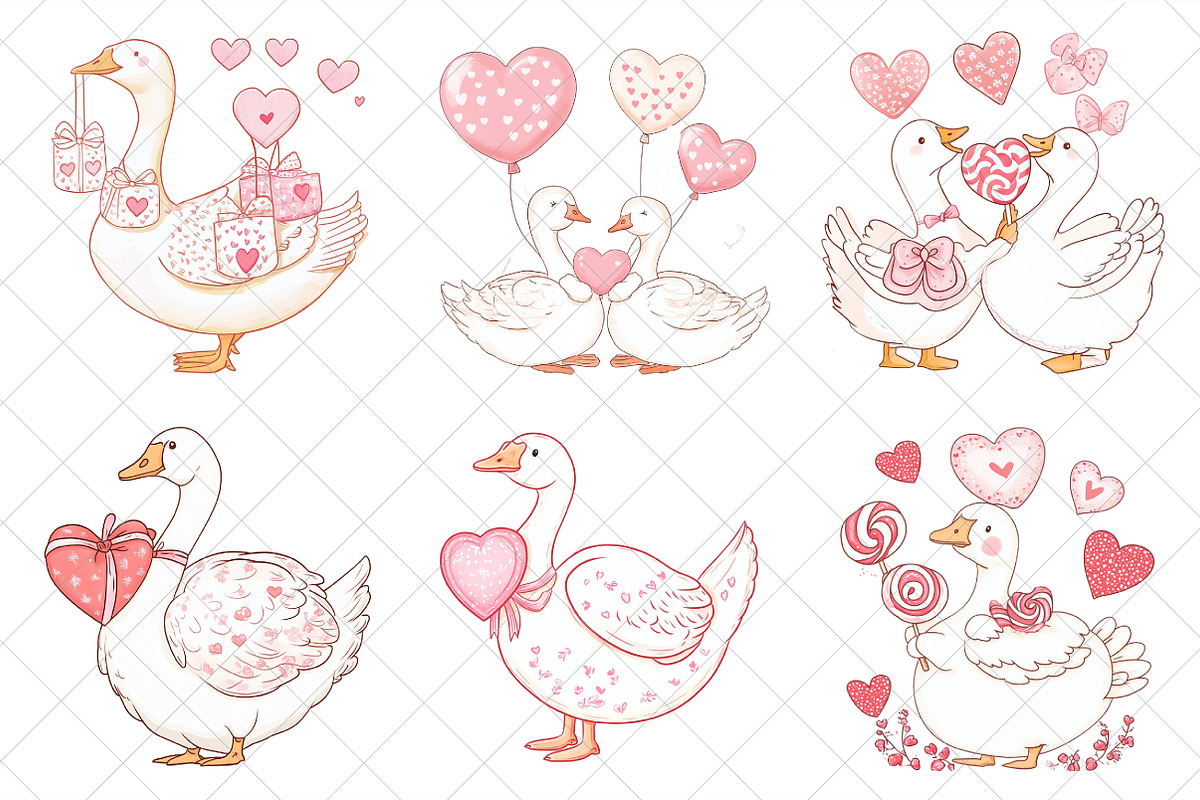 Valentine Goose Clipart, Ducks PNG, an Illustration by SinaCreation (Photo 3 of 7)