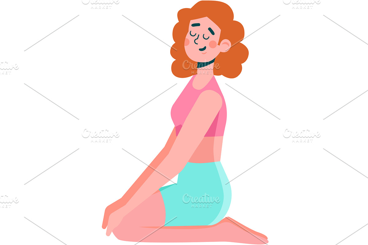 Woman take breath control vector, a Person Illustration by vectorpointstudio