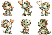 Whimsical Dinosaur Valentine Clipart, an Illustration by CraftArtStudio (Thumbnail 3 of 6)