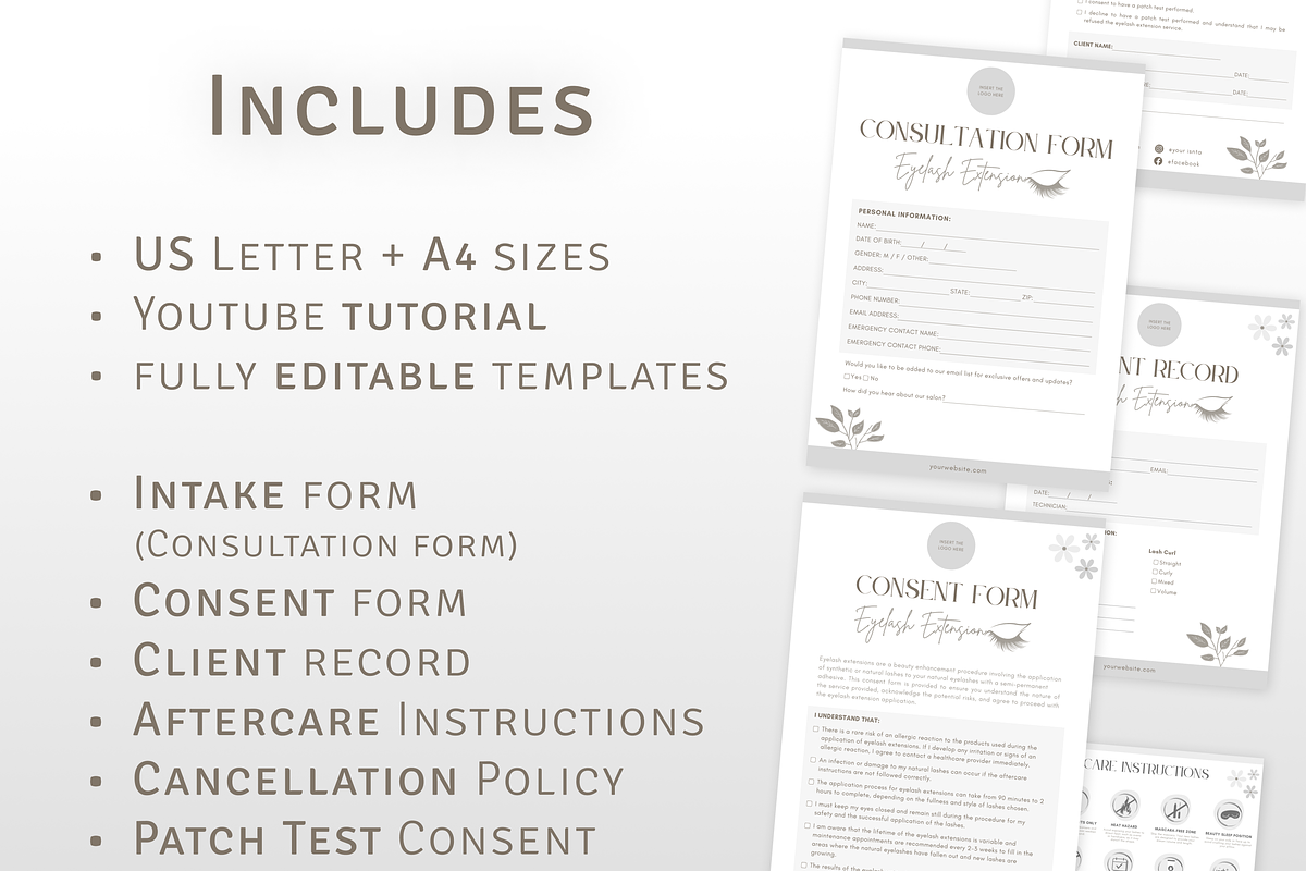 Eyelash Extension Forms Bundle, a Templates & Theme by MondaySpark (Photo 2 of 10)