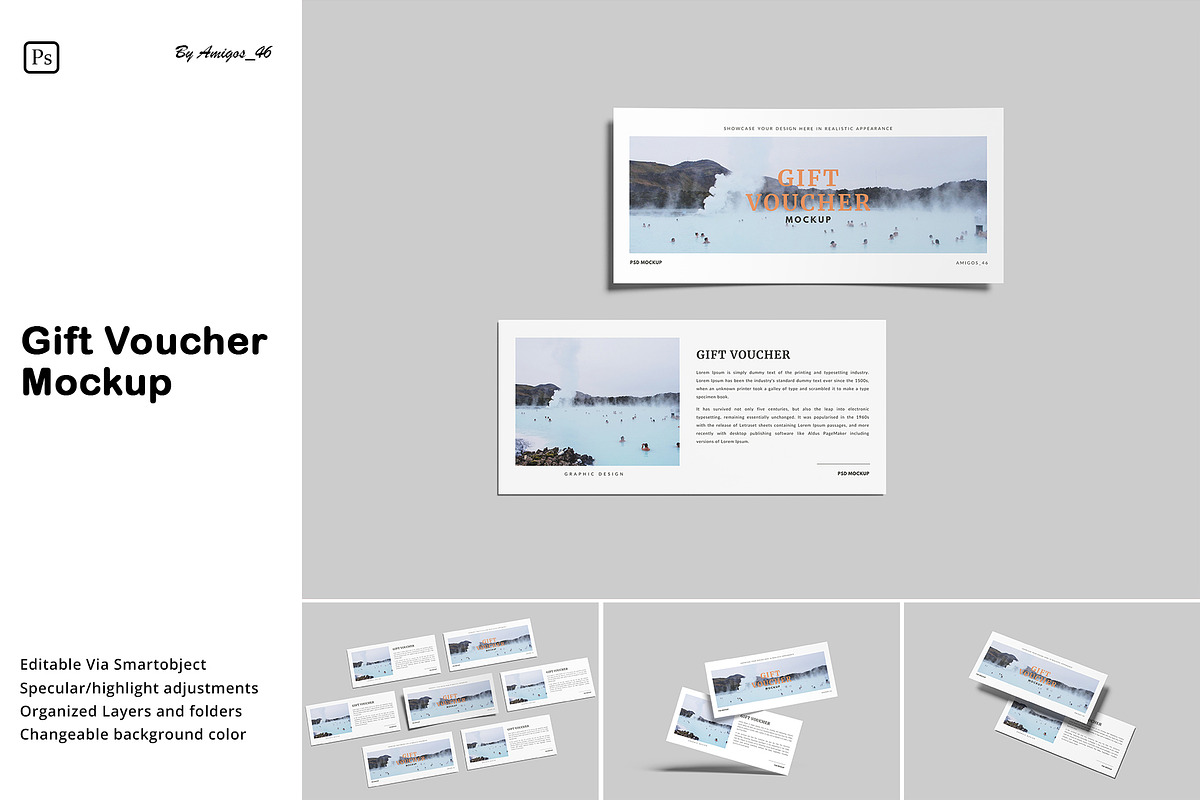 Gift Voucher Mockup, a Merchandise Mockup by Amigos__46 (Photo 1 of 7)