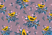 Bird and Flowers Seamless Pattern, a Pattern Graphic by AnzhelikaGerman (Thumbnail 4 of 5)