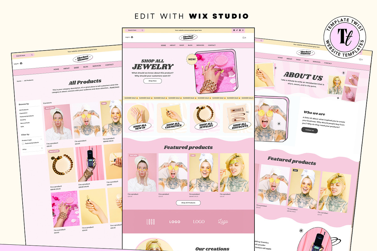 Pink Wix Shop Website Template, a Wix Template by Template Twist Shop (Photo 2 of 10)