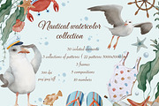Nautical Watercolor Sea Clipart, an Animal Illustration by ZabolotnaArt (Thumbnail 1 of 13)