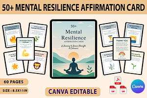 50+ Mental Resilience Affirmation, a Stationery Template by Designmela01