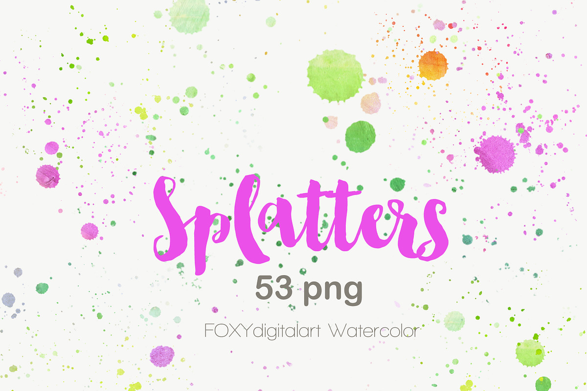 Watercolor splatters paint splashes, a Texture Graphic by FOXYdigitalart (Photo 6 of 12)