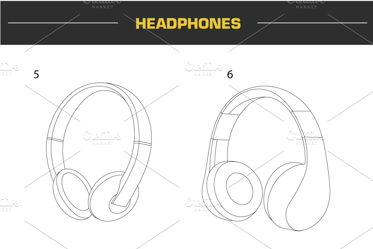 10 Headphones Illustrations, an Object Illustration by Cartoon Lab (Photo 4 of 6)
