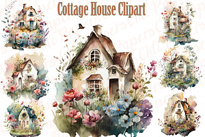 Cute Cottage Clipart, Farmhouse Png