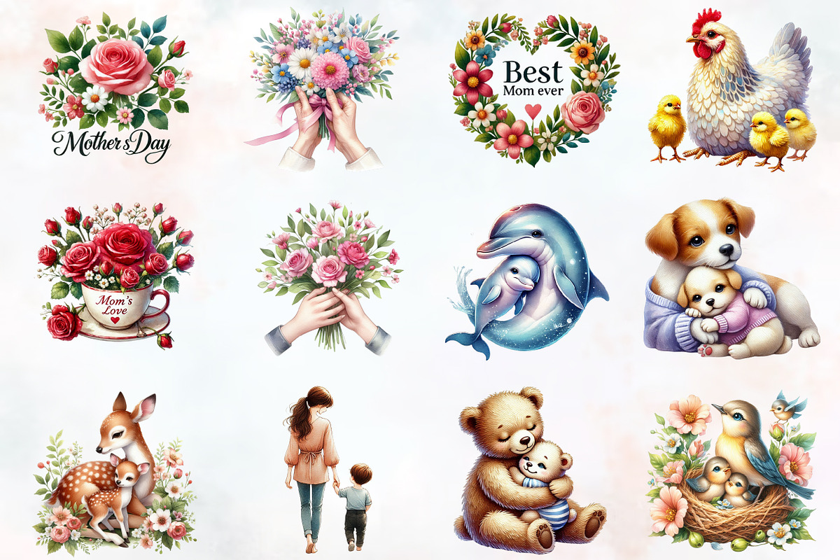 Mothers day sublimation clipart, an Illustration by RobertsArt (Photo 4 of 7)