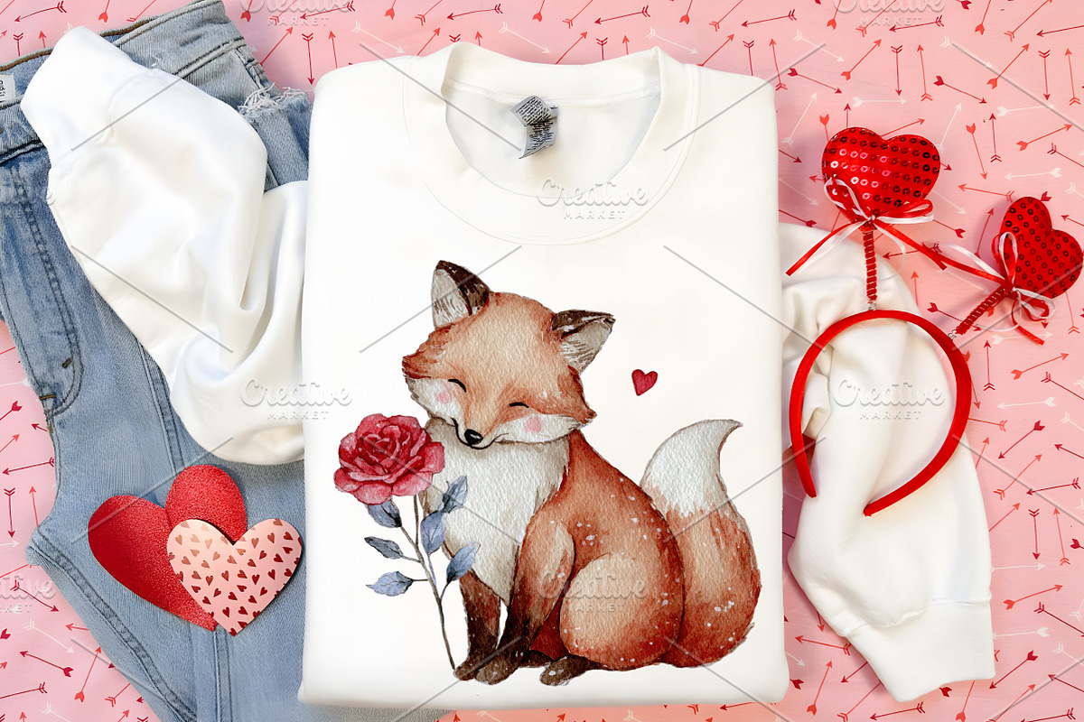 Watercolor Valentine Day Clipart, an Illustration by Canvas Craft (Photo 6 of 6)