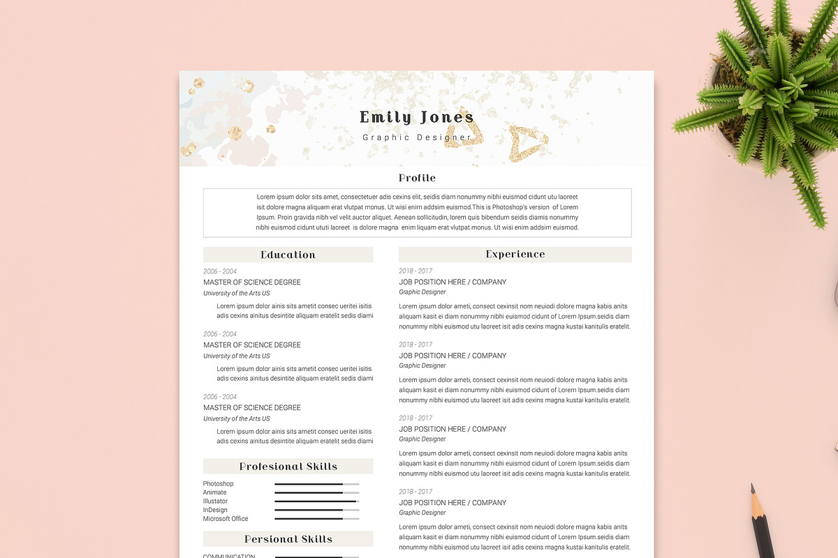Water Color CV-Resume Tempalate *C, a Resume Template by Showy68 Template (Photo 2 of 3)