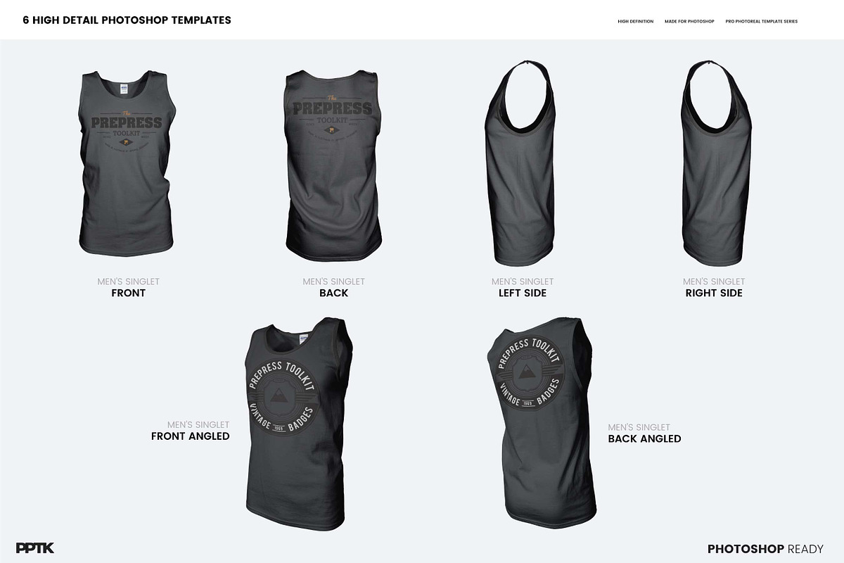Men's Ghosted Singlet Templates, an Apparel Mockup by PrePress Toolkit (Photo 2 of 6)