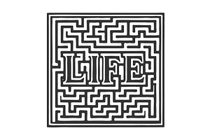 Maze with Word Life Symbolizing, an Object Illustration by AlexArt