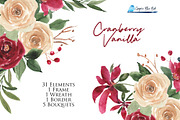 Watercolor Flowers  Burgundy & Cream, an Illustration by Graphic Blue Bird (Thumbnail 1 of 6)
