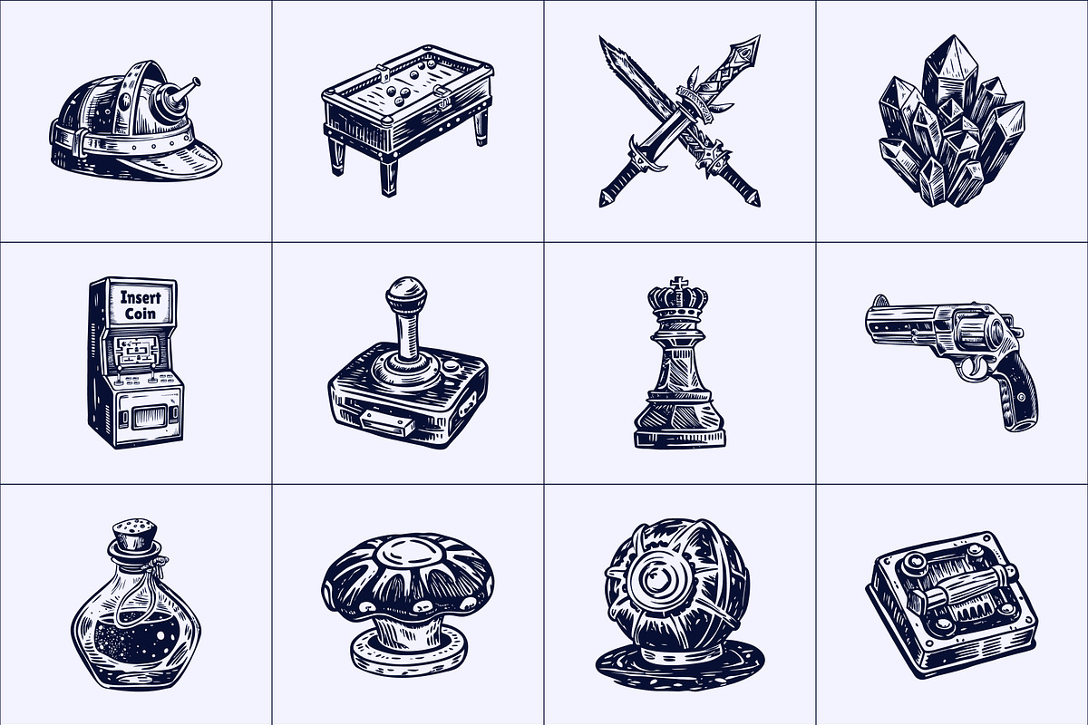 Vintage Game Illustration Set, a Technology Illustration by Prosymbols (Photo 8 of 8)