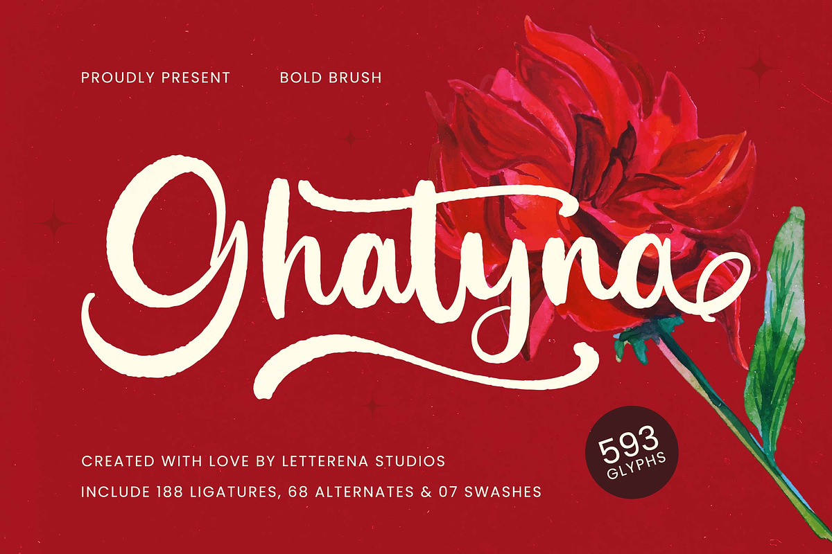 Ghatyna Bold Brush Font, a Script Font by Letterena Studios Script (Photo 1 of 20)