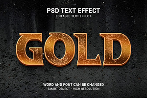 Old Gold Text Effect PSD Template