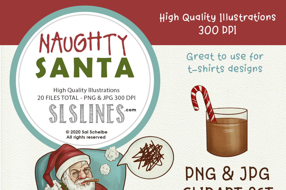 Naughty Santa Christmas Illustration, a Seasonal Illustration by SLS Lines (Photo 8 of 8)