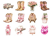 Watercolor Western Coquette Clipart, a Seasonal Illustration by Design Market (Thumbnail 3 of 5)