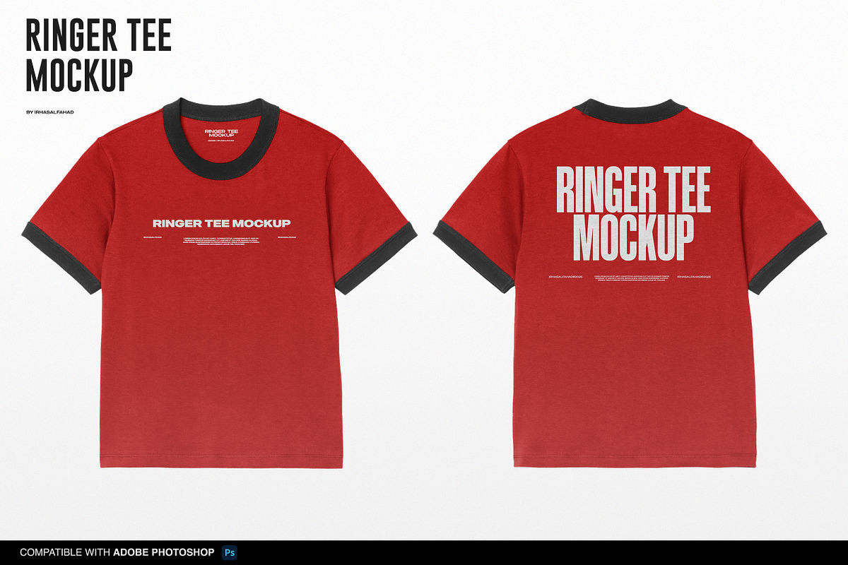 Ringer Tee Mockup, a Shirt Mockup by Irhasalfahad (Photo 1 of 4)