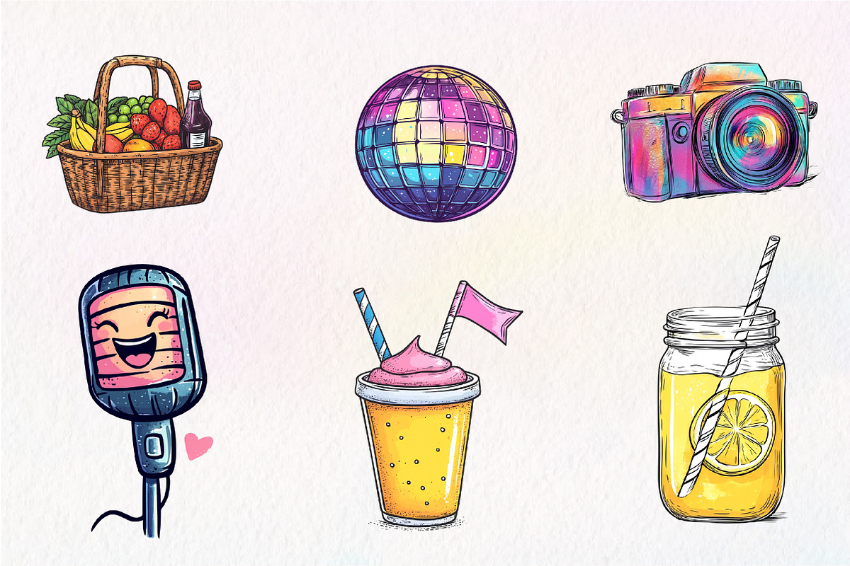 Picnic Party Music festival clipart, an Illustration by CreationArt (Photo 4 of 8)