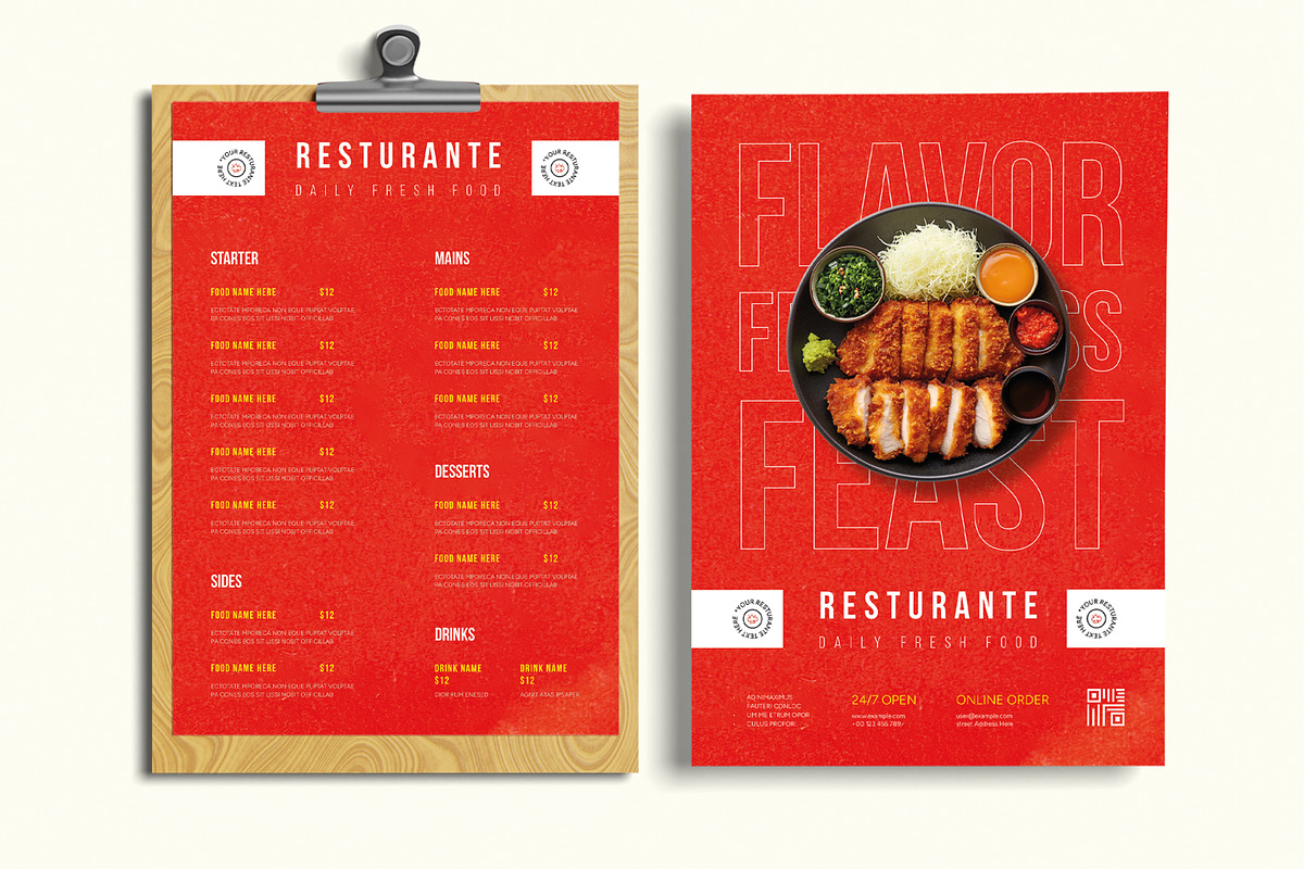 Modern Restaurant Food Menu Template preview 3
