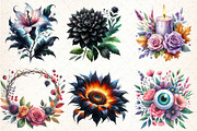 Halloween Flowers Clipart Bundle, an Illustration by DreamCafeArt (Thumbnail 2 of 7)