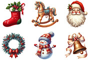 Watercolor Christmas Vintage Clipart, an Illustration by DreamArtGraphic (Thumbnail 2 of 5)