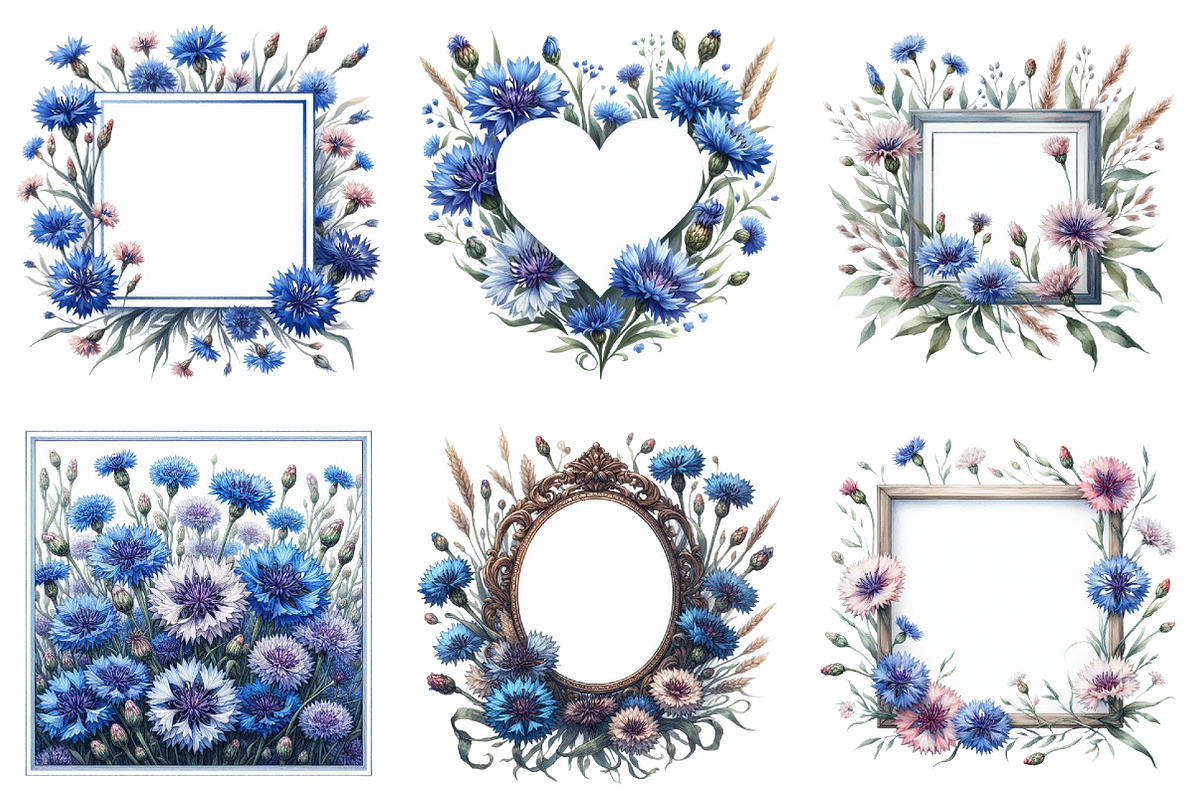Cornflower Floral Frames Clipart, an Illustration by Daily.Designs (Photo 3 of 5)