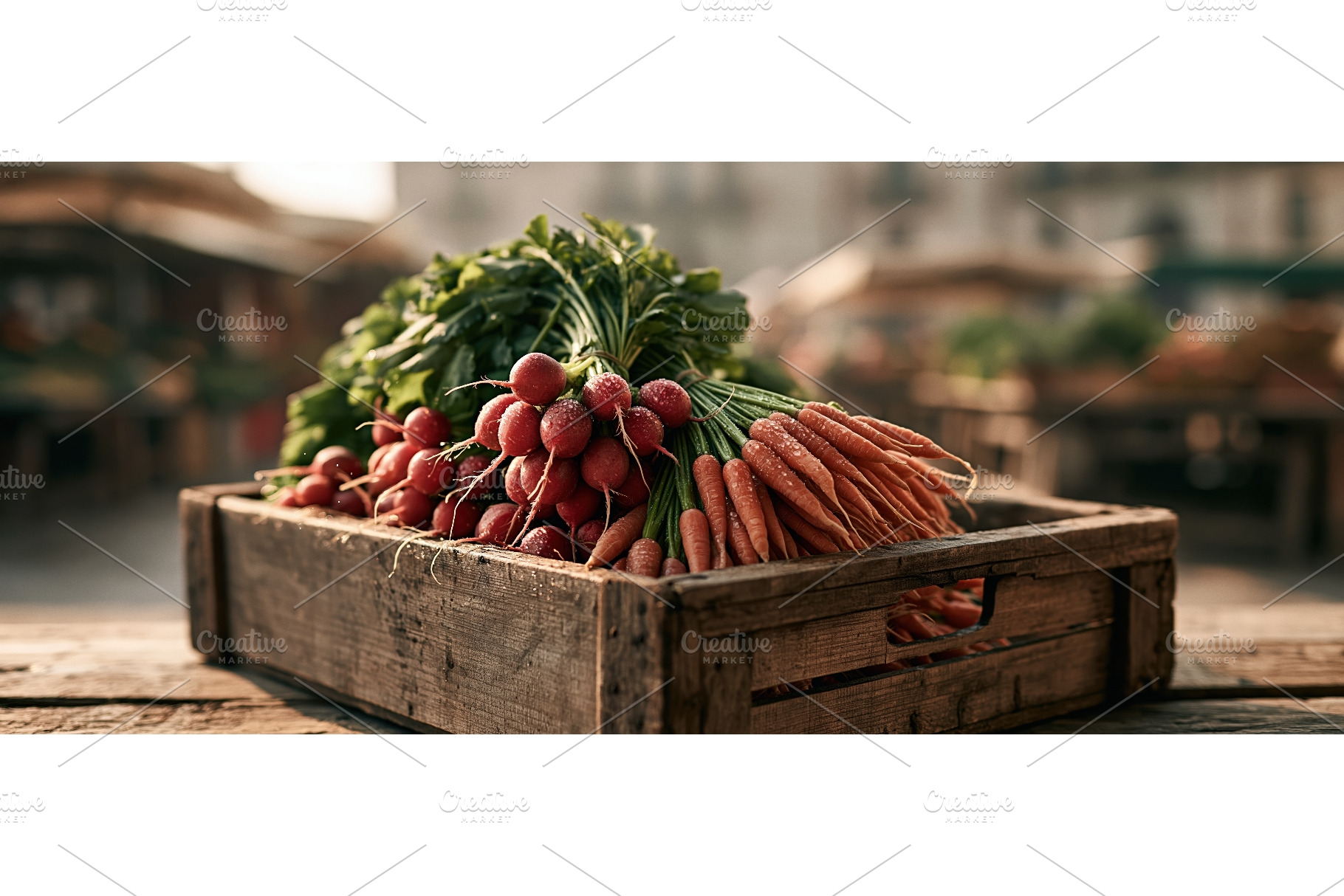Fresh Radishes and Carrots in Rustic, a Food & Drink Photo by piter.goskov