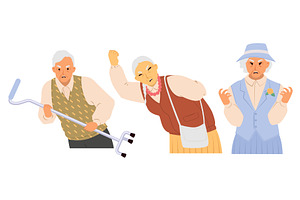 Three elderly characters showcase, an Illustration by SiberianArt
