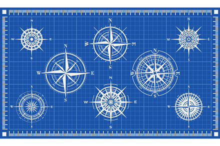 Compass roses or windroses vector