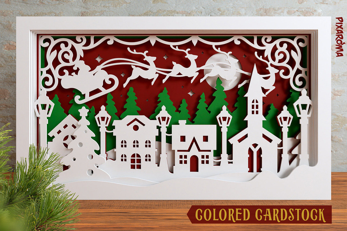 Christmas Village 3D Layered SVG Cut, an Illustration by pixaroma (Photo 6 of 16)