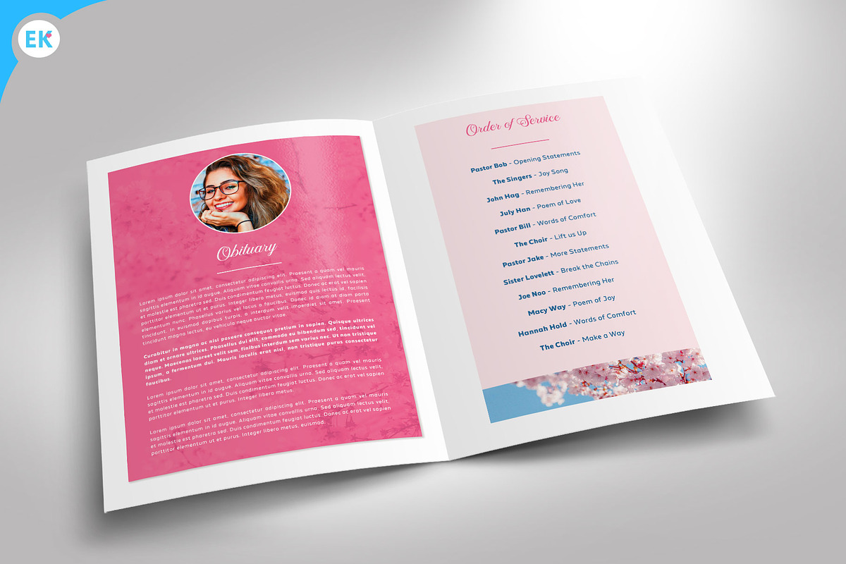 Floral Funeral Program Template, a Flyer Template by Epickita (Photo 2 of 3)