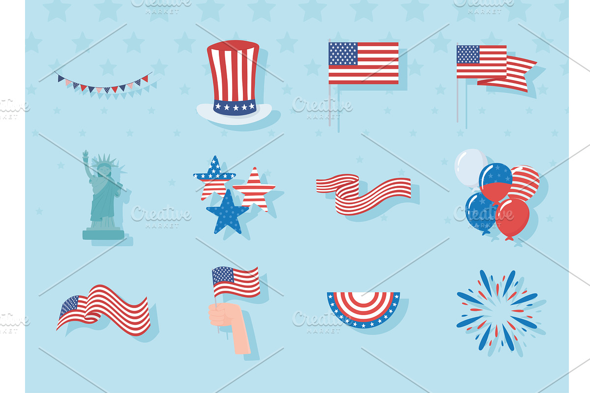 USA patriotic props set, an Illustration by studiogstock