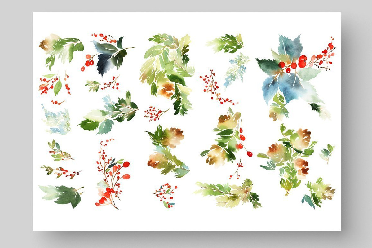 4-in-1 Watercolor Christmas Set, a Card Template by Karma (Photo 24 of 34)
