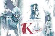 Watercolor Knight Clipart Set, a Person Illustration by ArtCreationsDesign (Thumbnail 1 of 10)