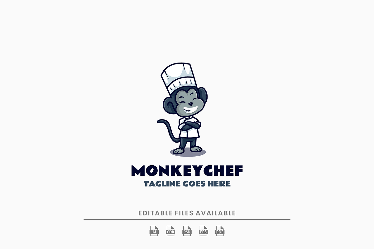 Monkey Chef Simple Mascot Logo, a Branding & Logo Template by Artnivora.Std