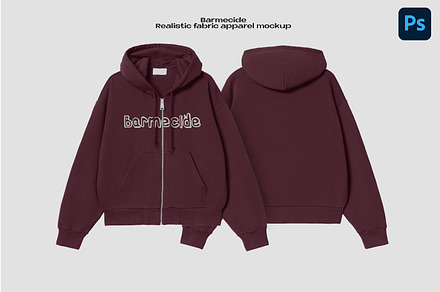 Zip-up hoodie mockup, a Hoody Mockup by Barmecide Mockup Studio