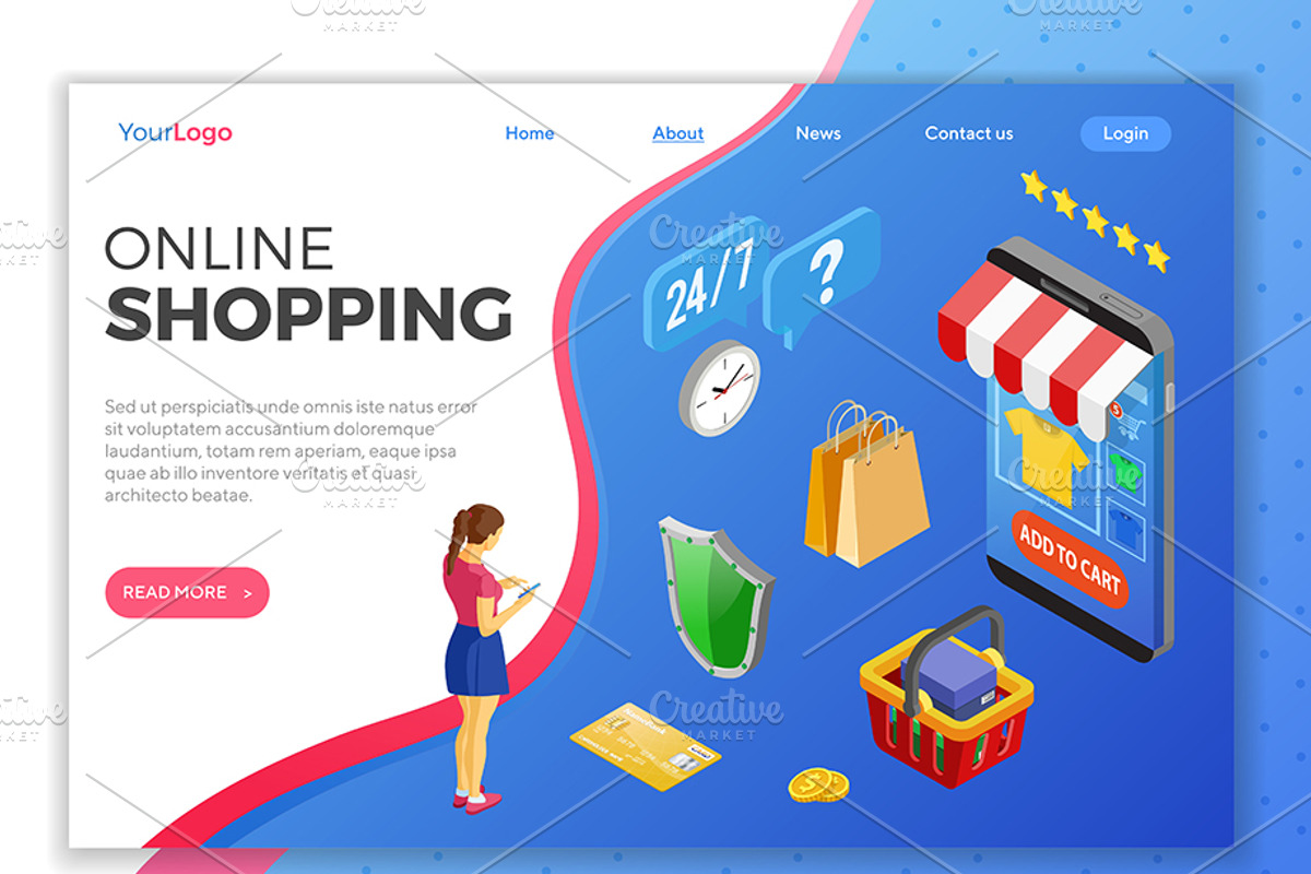 Online Internet Shopping Isometric, a Finance Illustration by TAlex (Photo 4 of 6)