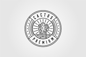 line art cactus logo minimalist, a Branding & Logo Template by lawoel