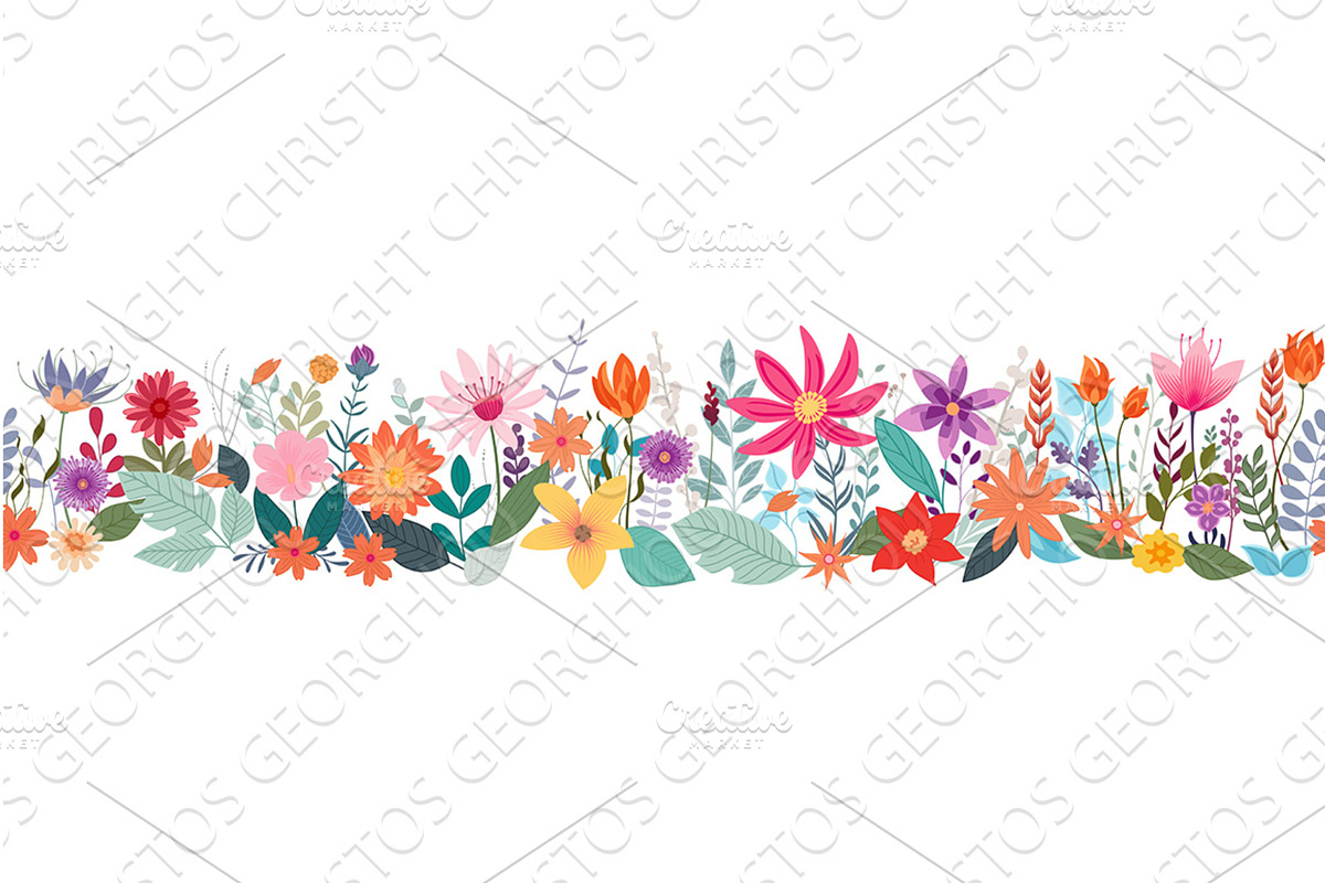 Wild Flowers Seamless Abstract, an Object Illustration by Christos Georghiou