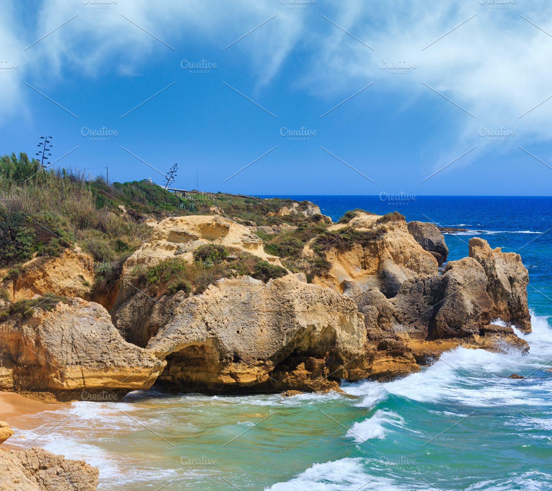Atlantic rocky coast view (Algarve, Portugal)., a Nature Photo by YuriyB