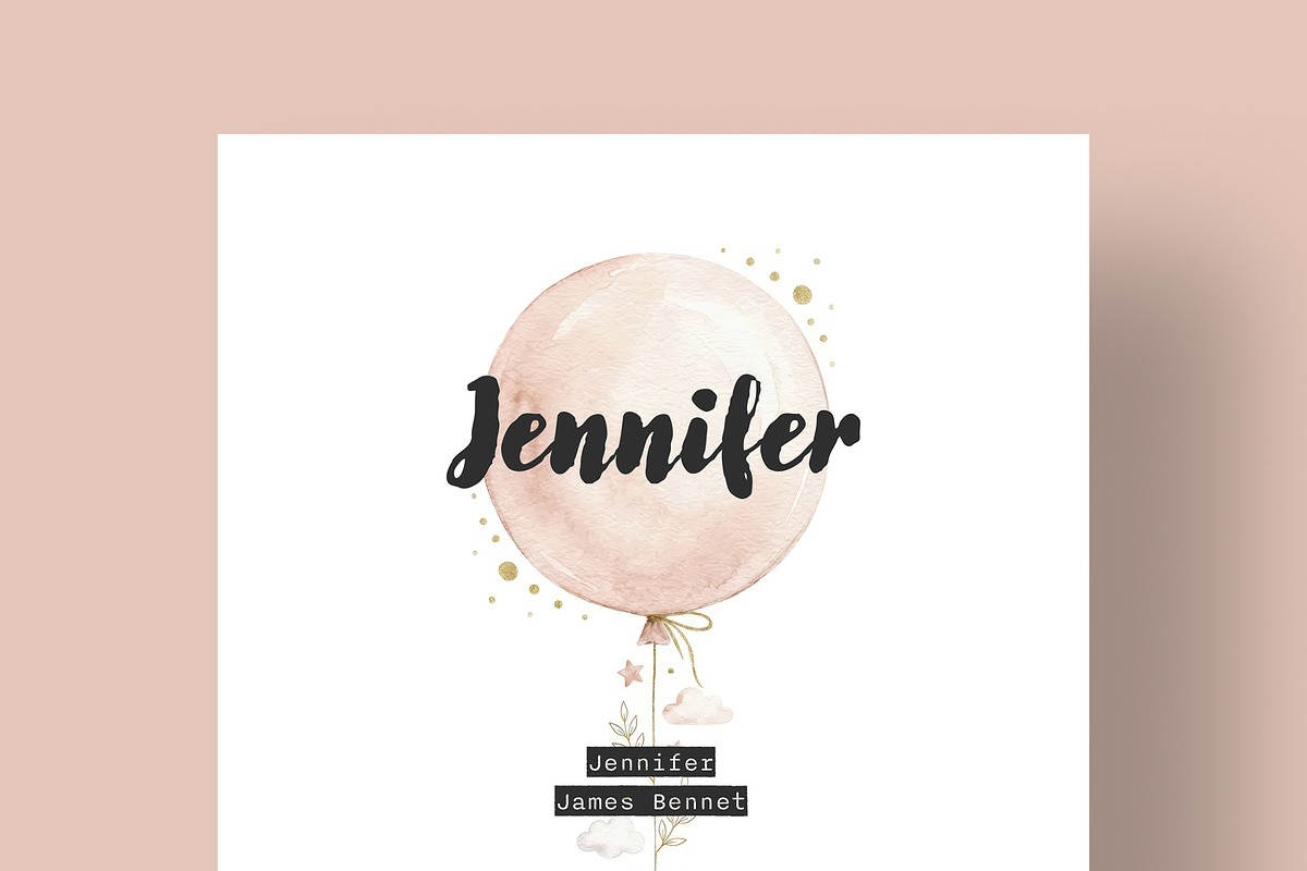 Balloon Bear Birth Announcement Card, a Card Template by Filip Studio (Photo 3 of 3)