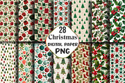 Merry & Bright Christmas Digital Pap, an Illustration by CraftArtStudio (Thumbnail 1 of 3)